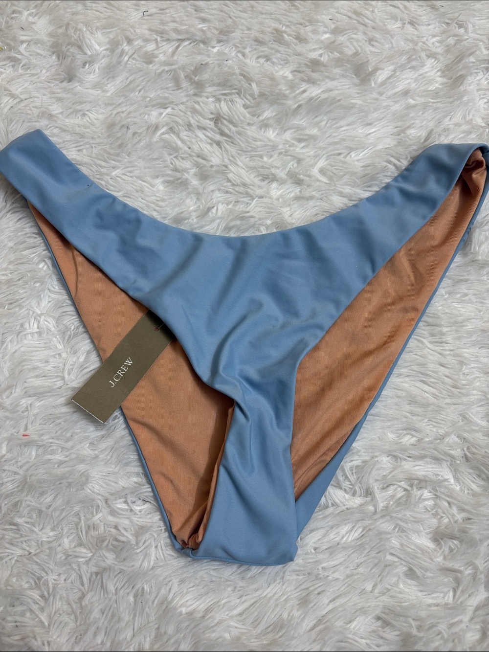 NWT J. Crew Light Blue Curved Waist Cheeky Bikini Swim Bottoms Size S